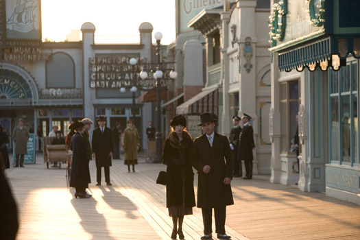 Nearly 300 feet of period boardwalk was built from scratch in Brooklyn, where the characters can walk from natural exterior daylight into interior sets of storefronts and casinos. (Photo credit: Craig Blankenhorn,  © HBO)