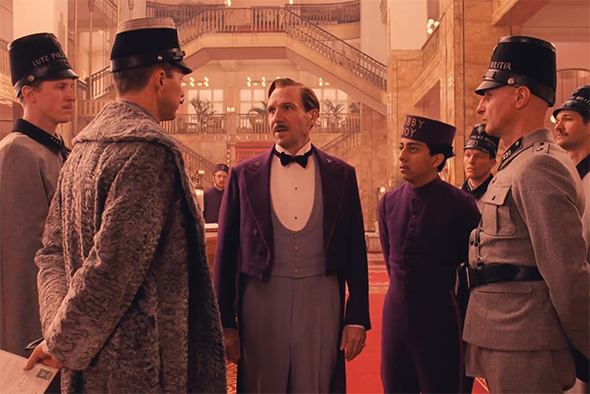 Edward Norton, Ralph Fiennes, and Tony Revolori in The Grand Budapest Hotel