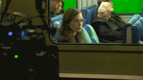 Emily Blunt on the train