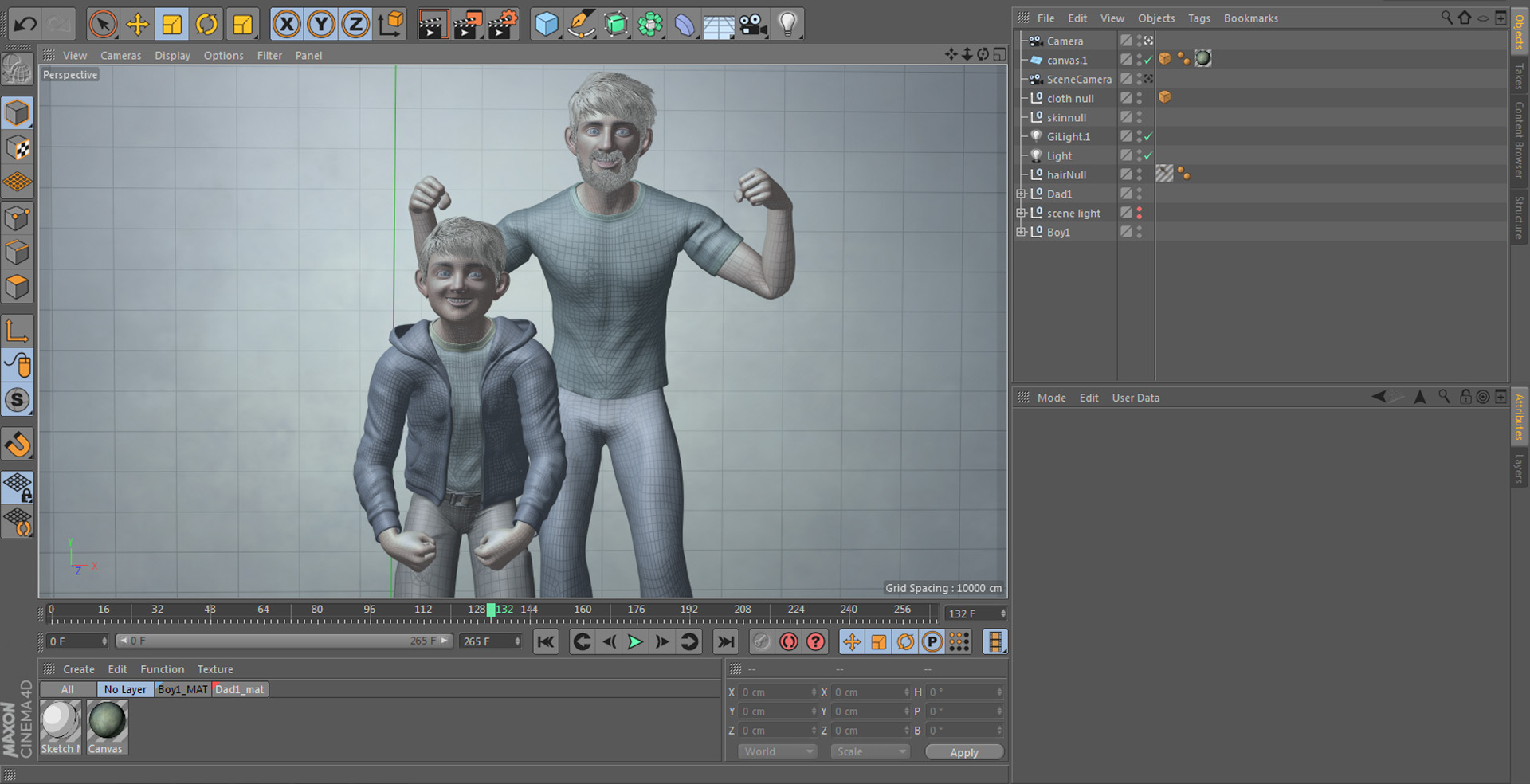 Hair was generated as meshes in order to render C4D hair with a Sketch & Toon look properly.