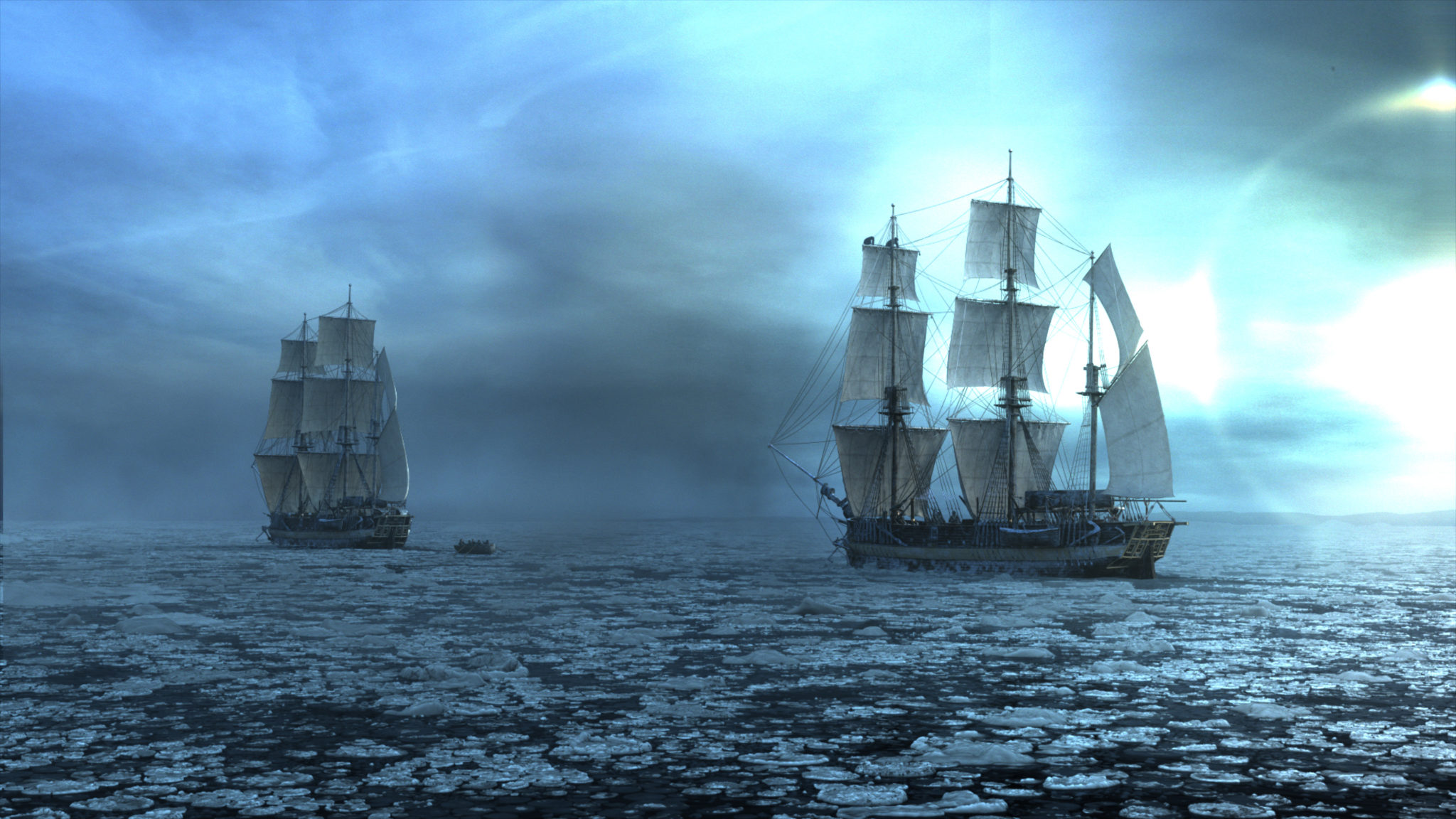VFX shot of two ships