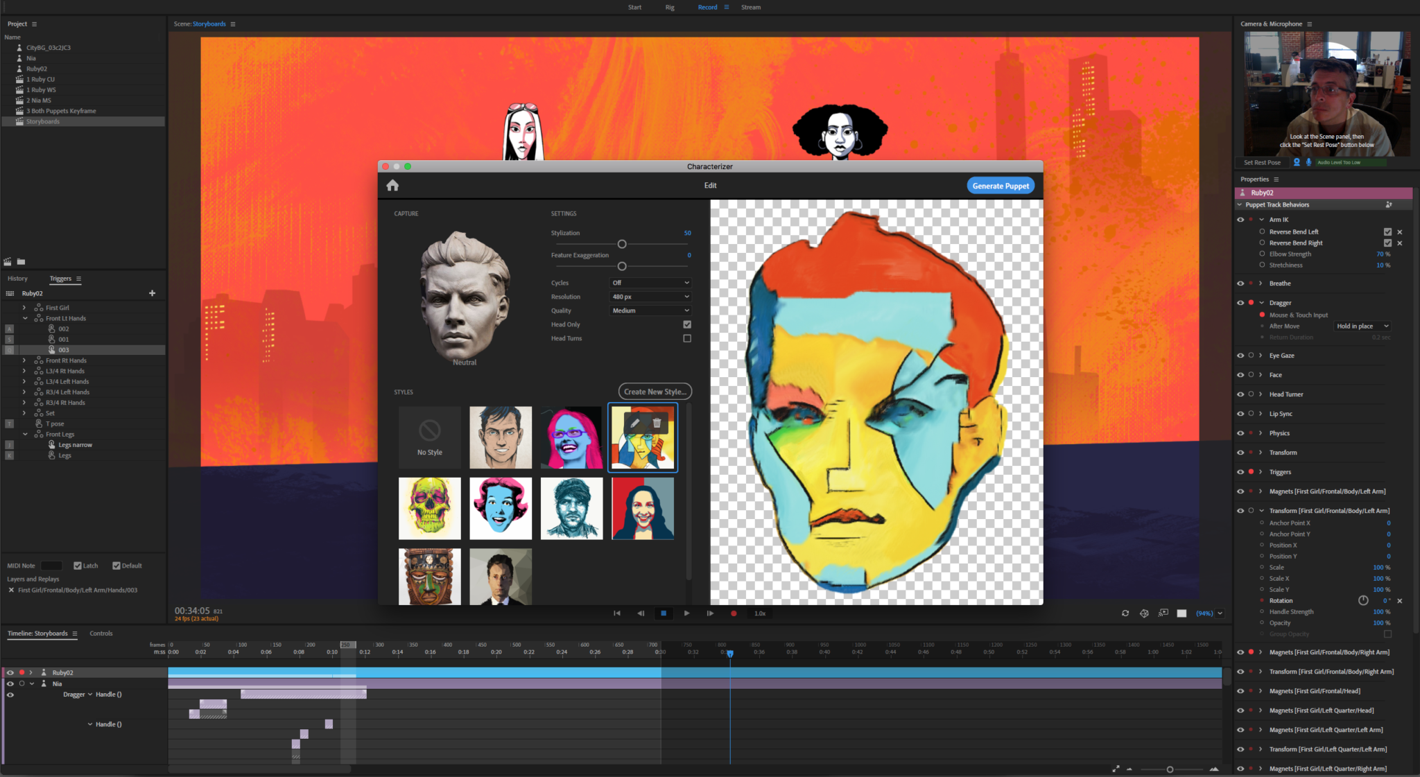Screenshot of Adobe Character Animator